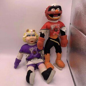 Muppets NHL Hockey Players Plush 1995 Lot of 2 McDonalds Miss Piggy And Animal